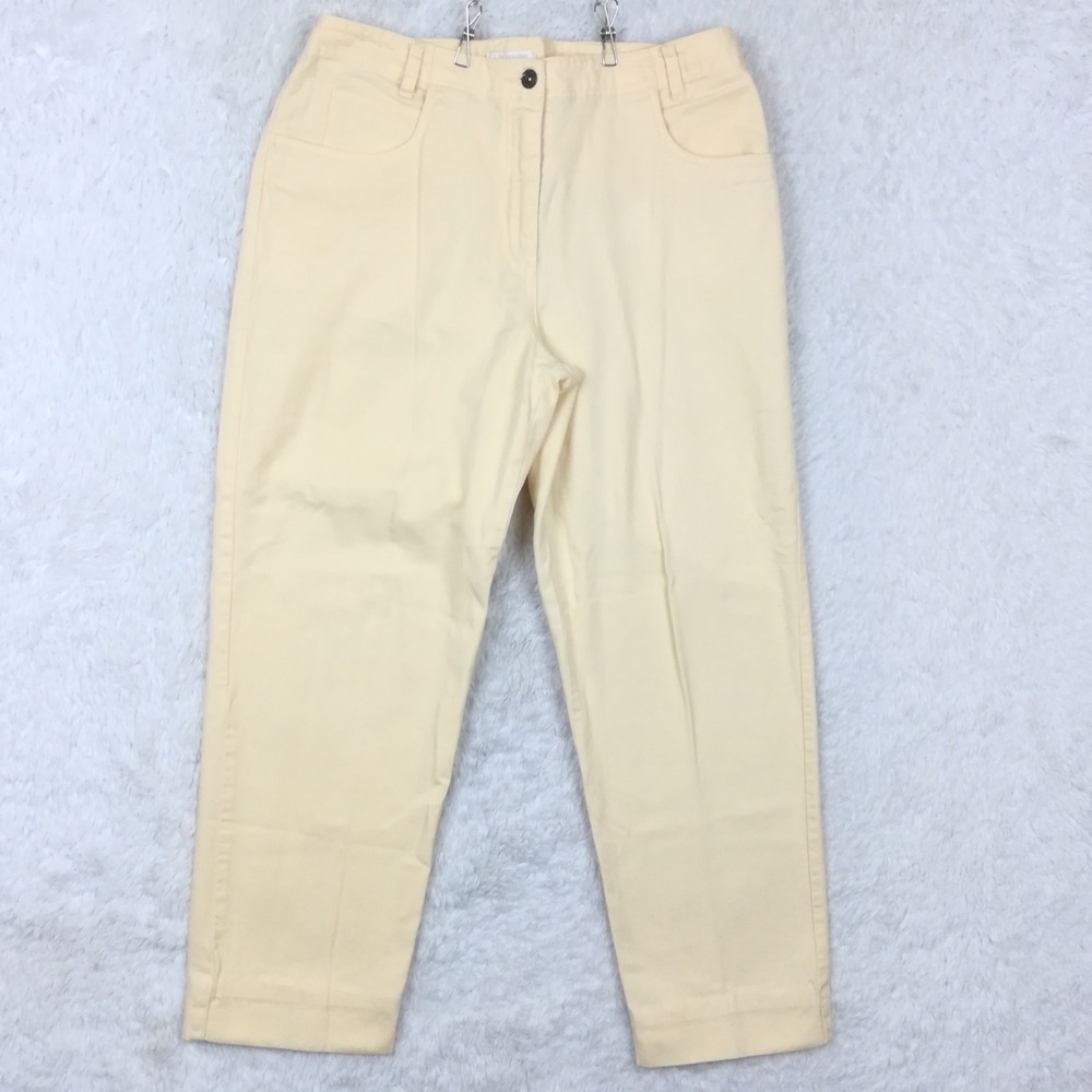 Vtg Christopher & Banks Womens Pants Boyfriend High Rise Cropped Yellow Twill 12